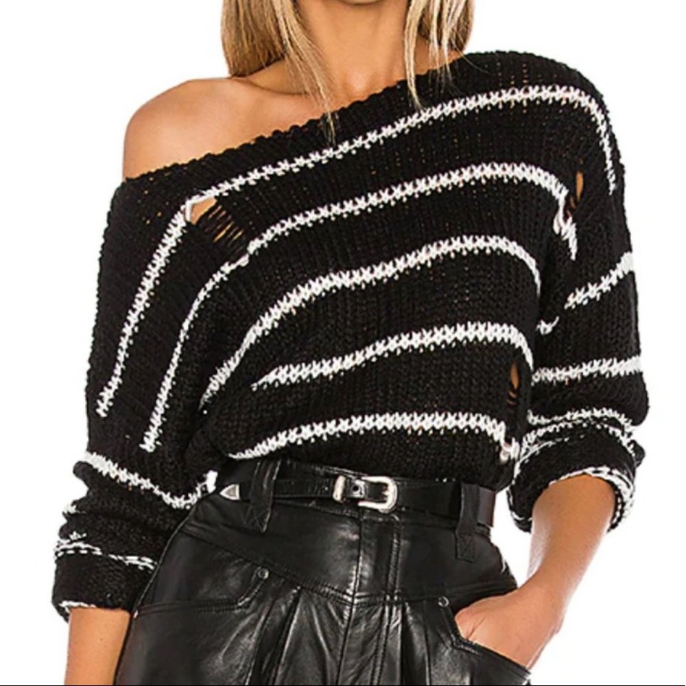 Superdown Black and White Sweater